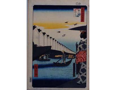 (8) 歌川広重「名所江戸百景　鎧の渡し　小網町」