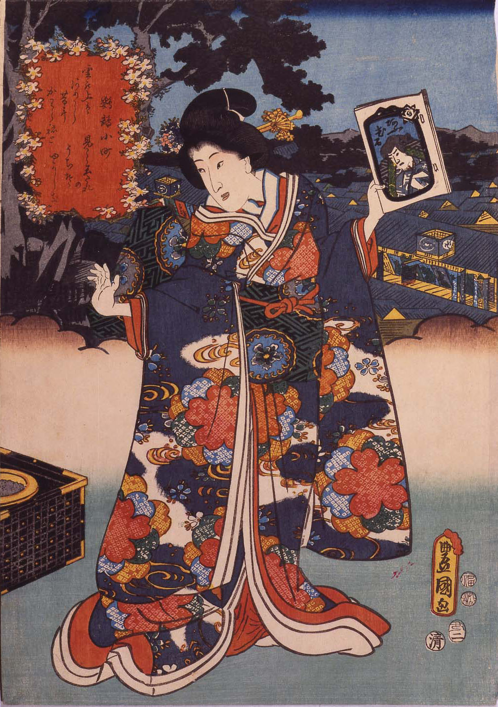 歌川国貞(三代豊国)「鸚鵡小町」