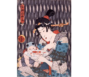 歌川国貞(三代豊国)「誂織当世島(金花糖)」(神奈川県立歴史博物館蔵)前期展示